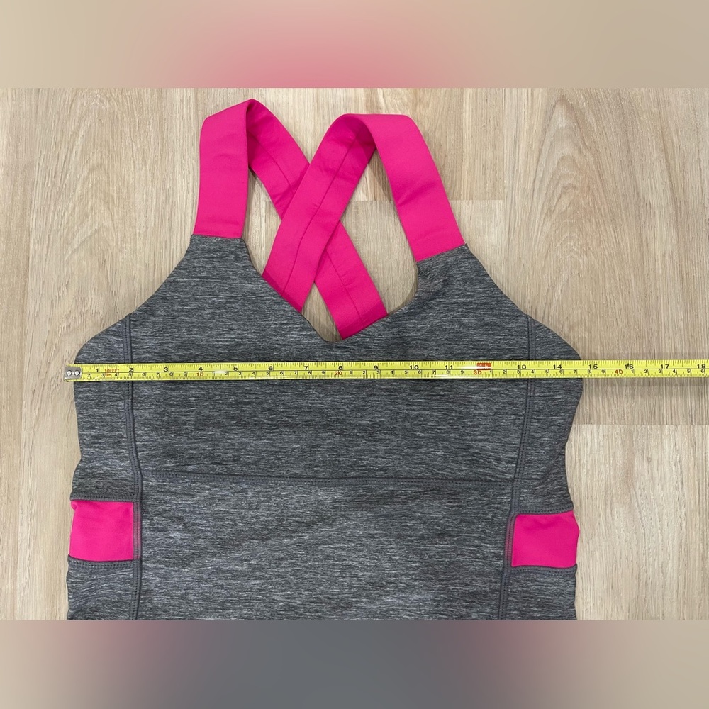 Sz.8-Lululemon Gray Pink Push Your Limits Tank Top Mesh Back - Picture 9 of 11